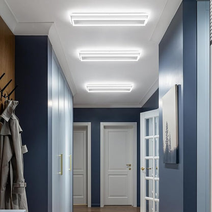 Dimmable Led Ceiling Light with Remote Control 31.5in Modern Linear Flush Mount Ceiling Lighting Fixture Acrylic Long Ceiling Lamp for Living Room Kitchen Dining Room Hallway (White)