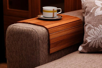 Food Grade Flexible and Foldable Wooden Sofa Armrest Tray - Convenient Dining and Snack Holder for Sofa or Armchair Dining Table Mat |Suitable for Food/Drinks/Snacks/Cup Coaster