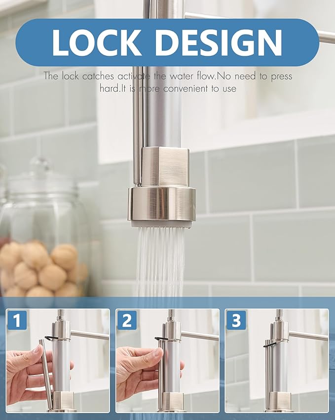 AIMADI Kitchen Faucet with Pull Down Sprayer,Stainless Steel Sink Faucet with Soap Dispenser Deck Plate, Spring Single Handle Modern Utility Faucets for Farmhouse Laundry Camper RV Bar,1 or 3 Hole