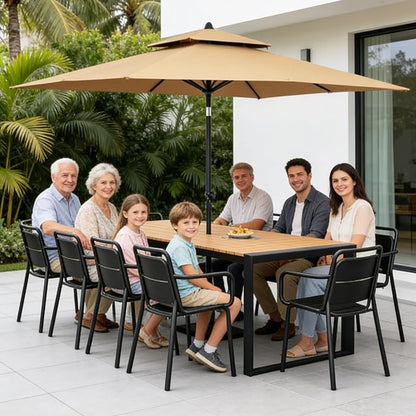 Metal Dining Chairs, Stackable Dining Chairs with Arms, Patio Dining Chairs, Porch Chairs for Deck Balcony Garden Terrace Poolside Backyard 450 lbs Capacity (Black)