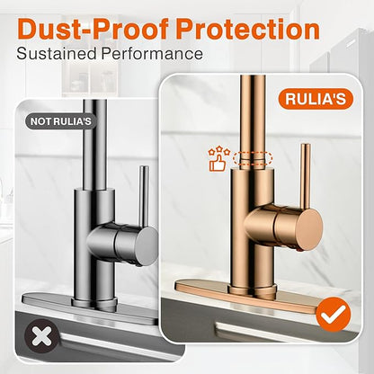 RULIA Kitchen Faucet, Kitchen Sink Faucet, Sink Faucet, Pull-Down Kitchen Faucets, Bar Kitchen Faucet, Copper Rose Gold, Metal Spray Head, RB1025