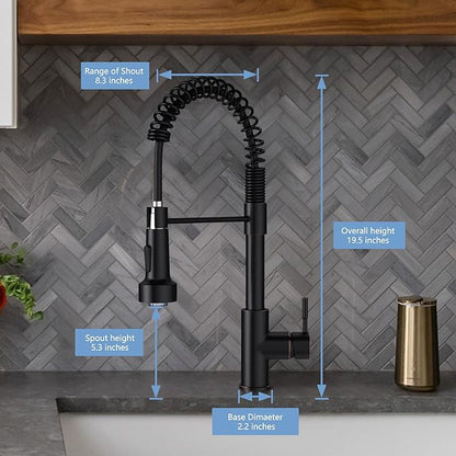 GIMILI Oil Rubbed Bronze Kitchen Faucet with Pull Down Sprayer Single Hole LED Sink Faucet, Suitable for Farmhouses, RV, Laundry Room, Outdoor, and Campers. Llave para fregadero de cocina