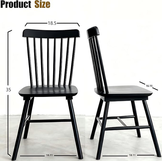 Windsor Dining Chairs Set of 8, Farmhouse Solid Wood Kitchen Chair with Spindle Back, Modern Side Dining Chairs Set for Dining Room, Kitchen, Restaurant, White