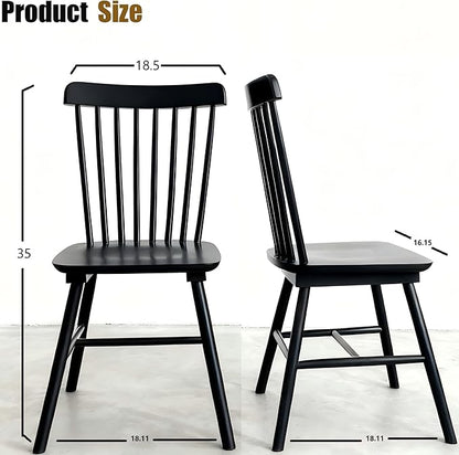 Windsor Dining Chairs Set of 6, Farmhouse Solid Wood Kitchen Chair with Spindle Back, Modern Side Dining Chairs Set for Dining Room, Kitchen, Restaurant, White