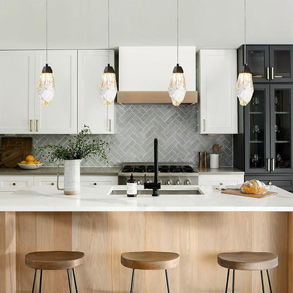 Black Crystal Pendant Light with Prism Crystals and LED Enhance Kitchen Island, Bathroom, Bedroom, and Bar Ambiance
