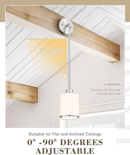Beionxii Brushed Nickel Pendant Lights Kitchen Island 2 Pack, Hanging Lights Fixtures with Milk Glass, Kitchen Pendant Lighting Over Island, Hanging Lights for Sink Dining Room Entryway, BX-PL02BN-2