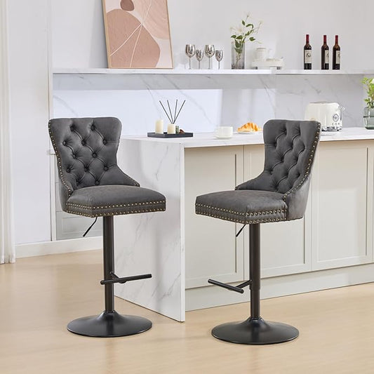 Modern Dining Chair Mid-Century Kitchen Table and Chairs with Sturdy Stable Base, Easy Assembly Luxury Furniture for Dining Room, Home Pub and Kitchen Island,Black-PU-2pc