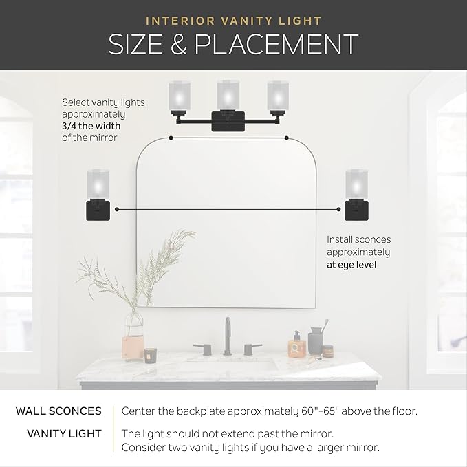 Kichler Avery 24" Vanity Bath Light in Olde Bronze®, Vintage 3-Light Bathroom Wall Mount Fixtured with Clear Seeded Glass, (24" W x 9.25" H), 45973OZ