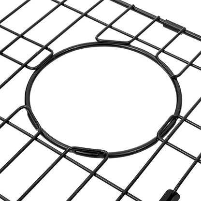 Kitchen Sink Grid and Sink Protectors, Stainless Steel Sink Grids for Bottom of Kitchen Sink, Black Color, 26" x 14" with Rear Drain for Single Sink Bowl