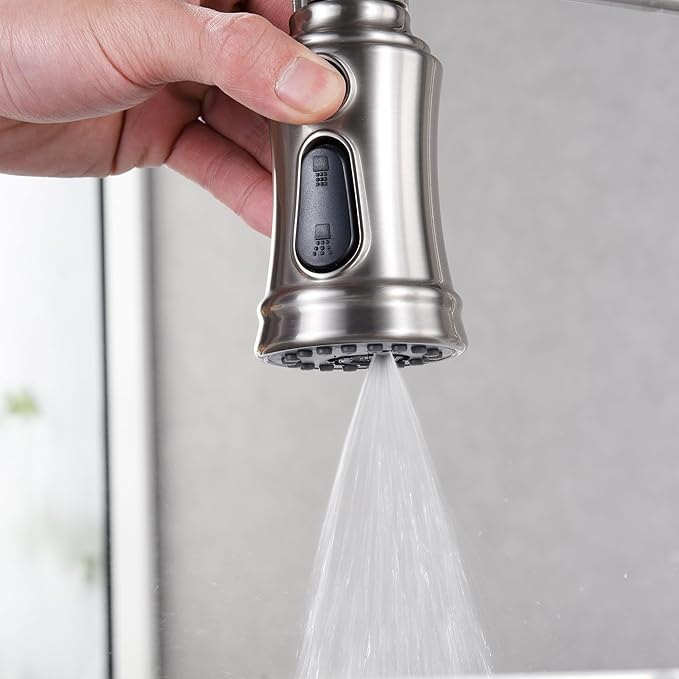 SUMERAIN Kitchen Faucet with Pull Down Sprayer Single Handle High Arc Pull Out Kitchen Sink Faucet Stainless Steel, Brushed Nickel