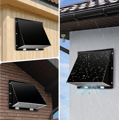 8 Inch Wall Vent Cover with Screen and Damper for Kitchen Range Hood Dryer Duct, Black