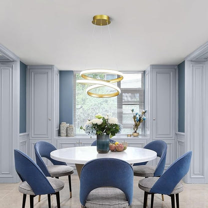 Modern Pendant Lights Gold Pendant Light Irregular Streamline LED Chandelier Adjustable Height Pendant Lighting for Kitchen Island Dining Room Bedroom Living Room Corridor Hallway Foyer