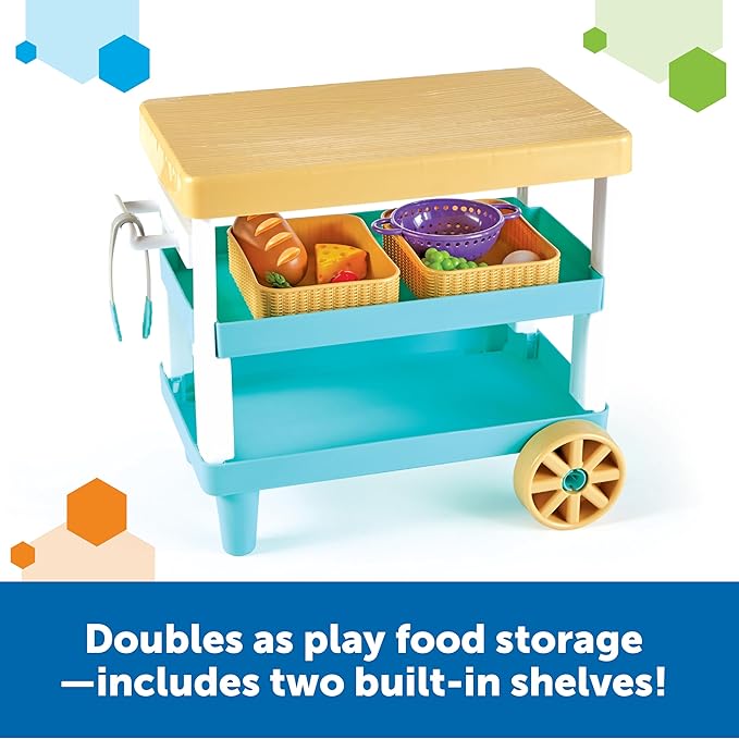 Learning Resources New Sprouts Prep ‘n’ Store Kitchen Island - Pretend Play Kitchen for Toddlers, Food Toys, Imaginative Role Play and Social Skills, Grocery Playset, Gifts for Boys and Girls