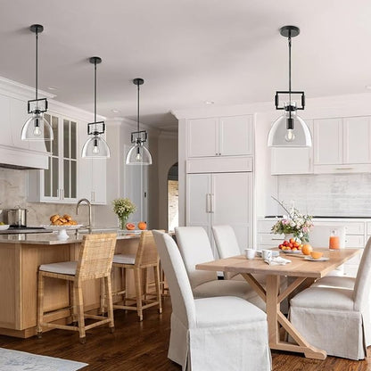 10 Inch Large Knurled Black Blown Glass Modern Kitchen Island Pendant Light Fixtures,1 Light Kitchen Island Pendant Lighting,Single Pendant Light,for Foyer, Entryway, Dining, Includes Two Bulbs