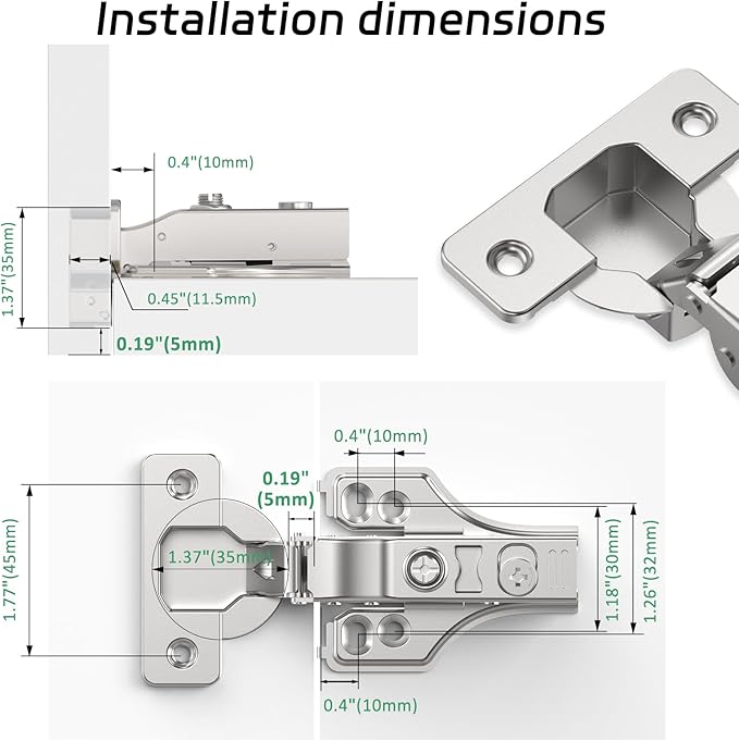 2 Pairs 4 Packs Full Overlay Soft Close Cabinet Hinges,3/4 inch Face Frame Soft Close Hinges with Hydraulic Damper,Concealed 3D Adjustable for Frame&Frameless Cabinets