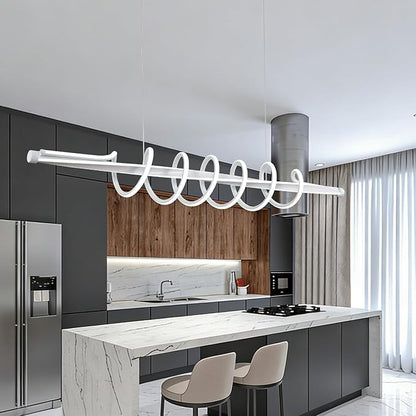 Kitchen Island Lighting, 3-Color LED Dining Room Light Fixture, 43.3" Adjustable Height Led Pendant Lighting for Kitchen Island, Black Chandeliers for Dining Room