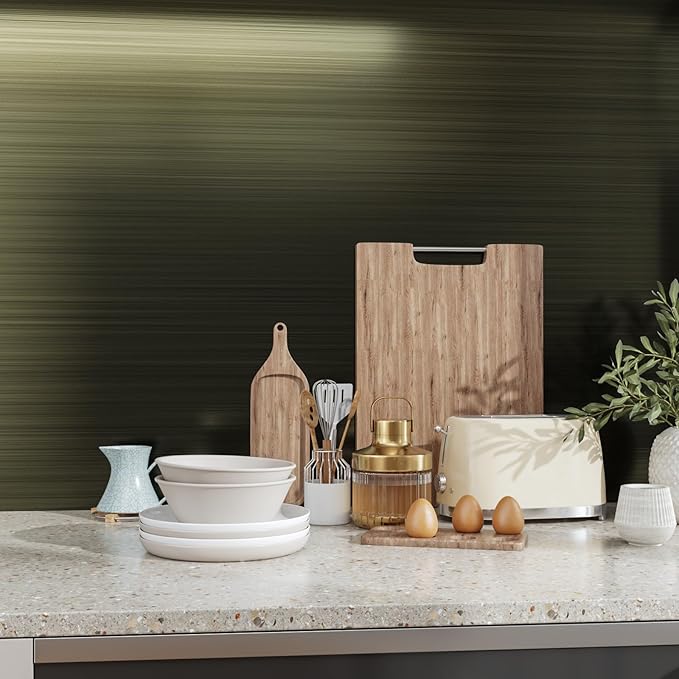 CRE8TIVE Bronze Black Stainless Steel Contact Paper for Appliances 12"x354" Thick Brushed Metallic Wallpaper Stick and Peel Heat Resistant Self Adhesive Vinyl Kitchen Wallpaper for Fridge Dishwasher