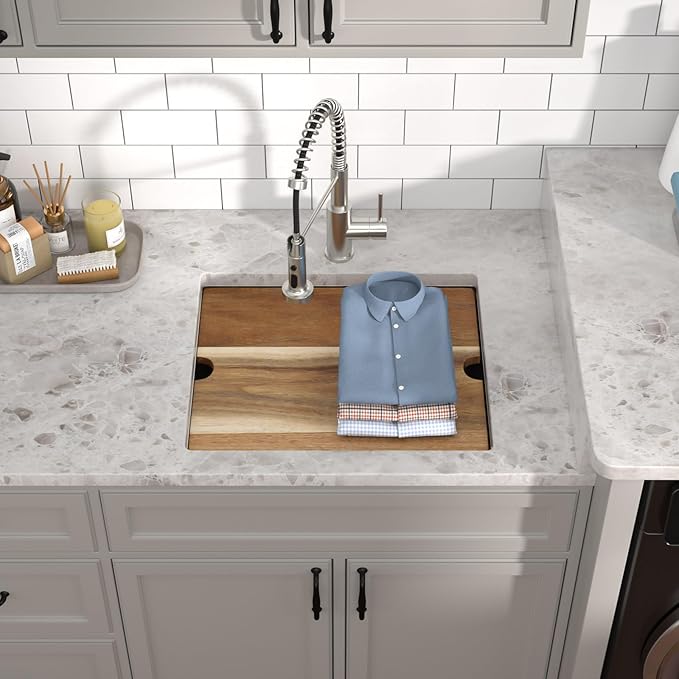 12" Deep Undermount Laundry Sink - 21"x18"x12" Workstation Stainless Steel Utility Sink 16 Gauge Single Bowl Sinks for Kitchen, Laundry, and Outdoor #TLU-0022