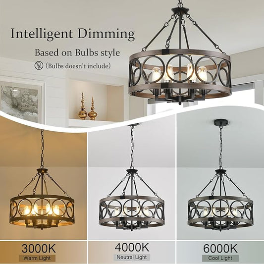 Rustic Chandeliers Farmhouse Chandelier Lighting for Dining Room,6-Light Close to Ceiling for Entryway Kitchen Island Foyer, Vintage Farmhouse Chandelier Lighting Fixture