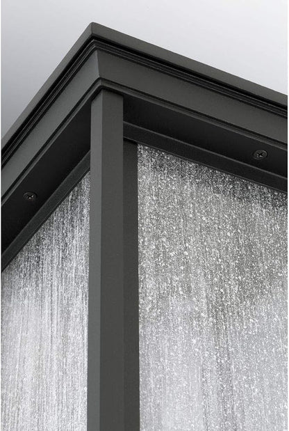 Progress Lighting Endicott Collection 1-Light Clear Seeded Glass Craftsman Outdoor Medium Wall Lantern Light Textured Black