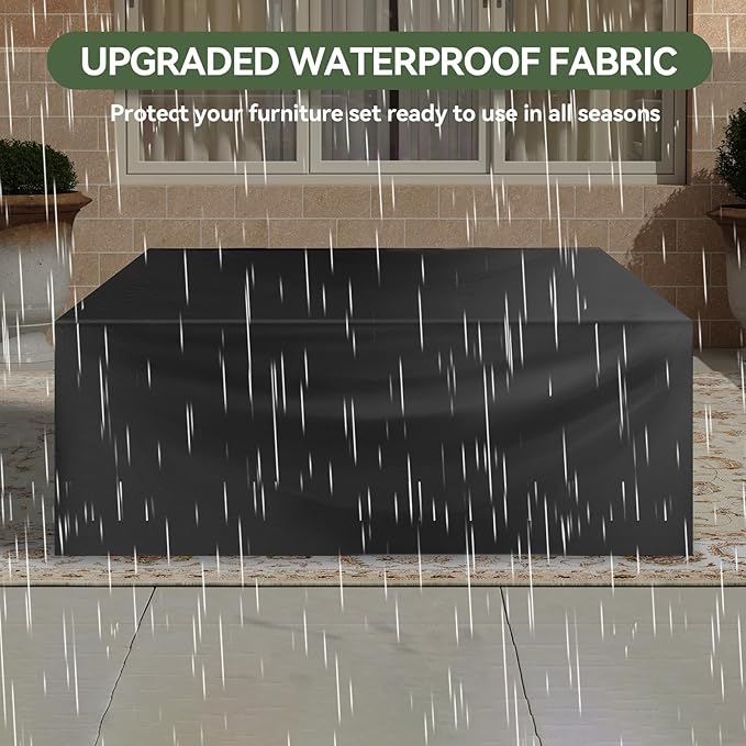 Aoxun 7 Piece Outdoor Patio Furniture Set 6 Seats, Outdoor Sectional with Thick Waterproof Cushions, Patio Conversation Sets for Garden,Backyard, Porch, Balcony, Deck, Black & Gray