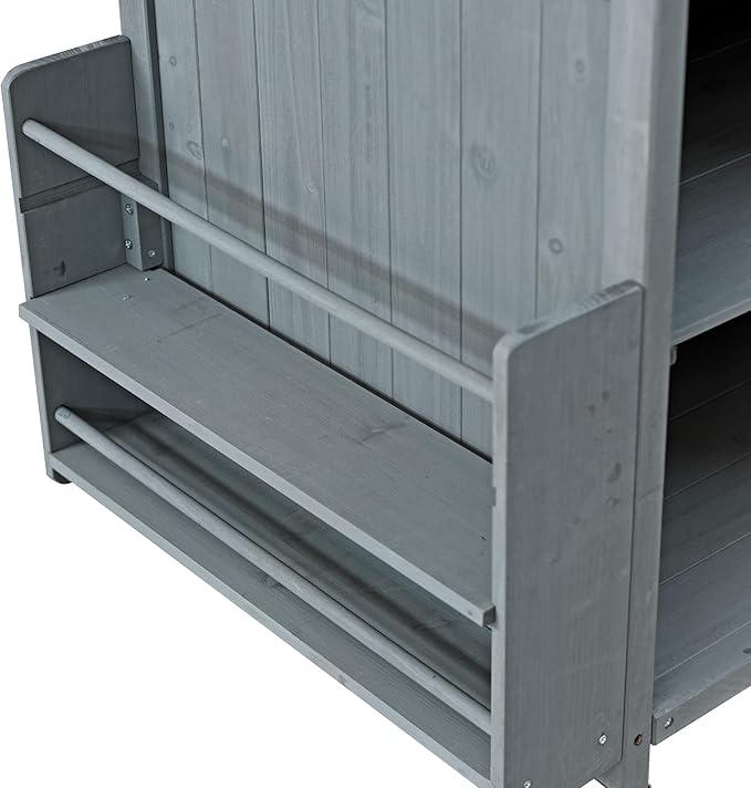 YOPTO 40.5" Outdoor Grill Cart,Stainless Steel Top,Fir Wood Cabinet,Drop Leaf,Lockable Wheels,Ample Storage,Towel Rack,Spice Rack,Bottle Opener,Blue Grey