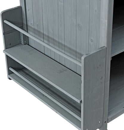 YOPTO 40.5" Outdoor Grill Cart,Stainless Steel Top,Fir Wood Cabinet,Drop Leaf,Lockable Wheels,Ample Storage,Towel Rack,Spice Rack,Bottle Opener,Blue Grey