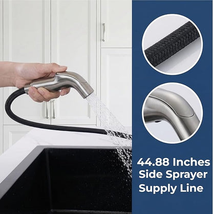 Kitchen Faucets, Kitchen Sink Faucet, Brushed Nickel Kitchen Faucet with Sprayer, 3 or 4 Hole RV Faucet for Kitchen Sink, Stainless Steel Touch Kitchen Faucet with Side Sprayer, TDLKF024L