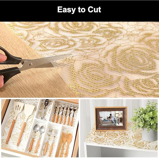 Cooyes Shelf Liner – Premium Non-Adhesive Cabinet & Drawer Liner for Kitchen – Waterproof Shelf Paper with Modern Pattern – Durable EVA Cabinet Mat – Easy to Cut （17.5" W x 120" L）