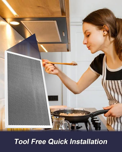 Range Hood Charcoal Carbon Vent Filter Replacement, Activated Carbon Air Filter for Ductless Kitchen Use, Aluminum Frame, 9 x 16 x 0.37 Inches, 2 Pack