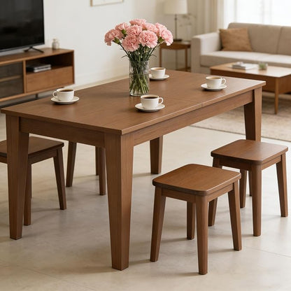 71" to 106" Expandable Dining Table, Modern Large Table for 6-10 People, Space-Saving Extendable Kitchen & Office Table, Warm Oak