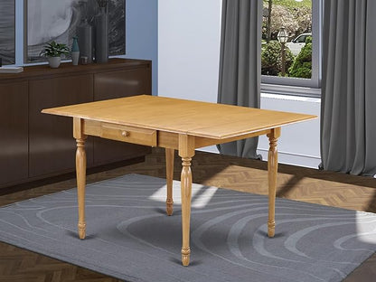 East West Furniture MZT-Oak-T Monza Modern Kitchen Table - a Rectangle Dining Table Top with Dropleaf & Stylish Legs, 36x54 Inch, Oak