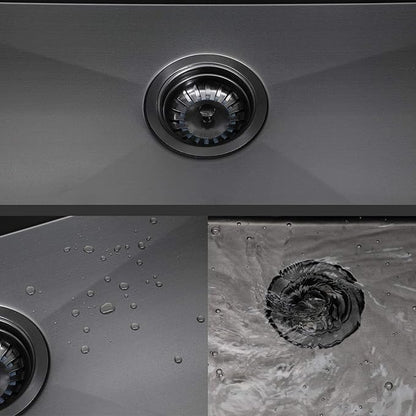 SHACO 30x18 Inch Drop In Black Kitchen Sink, 30 Inch Gunmetal Black Top Mount Single Bowl Commercial Kitchen Sink, Stainless Steel 16 Gauge Handmade Kitchen Sink with Strainer Drain