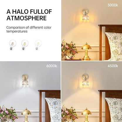 Shenmoyl Vintage Wall Sconces Set of 2 with Amber Tulip Glass Lampshade 180 Degree Adjustable Brass Sconces Hradwired Modern Wall Lighting Fixture with Switch for Bedside Bedroom Doorway