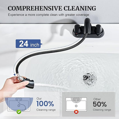 Ultimate Unicorn Matte Black Bathroom Sink Faucet - 4 Inch Centerset Pull Down Vanity Faucets 3 Hole with Pop Up Drain - Two Handle Modern Washbasin Tap Set with Pull Out Sprayer for Rv Restroom