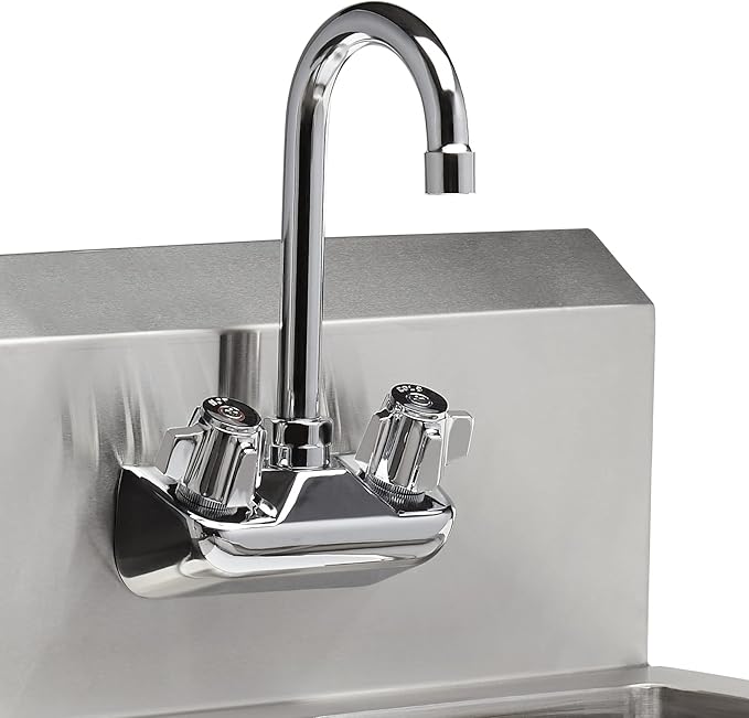 Rockpoint 304 Stainless Steel handmake Sink for Washing with Faucet, Commercial Wall Mount Hand Basin for Restaurant, Kitchen and Home, 17 x 15 Inches, Silver