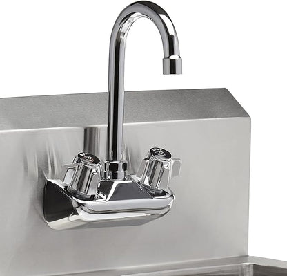 Rockpoint 304 Stainless Steel handmake Sink for Washing with Faucet, Commercial Wall Mount Hand Basin for Restaurant, Kitchen and Home, 17 x 15 Inches, Silver