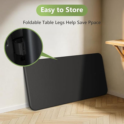 4ft Folding Table, Heavy Duty Plastic Card Table with Foldable Steel Legs, Metal Frame Support up to 400 lb, Portable for Indoor, Outdoor, Picnic, Camping, Dining, Party, Black