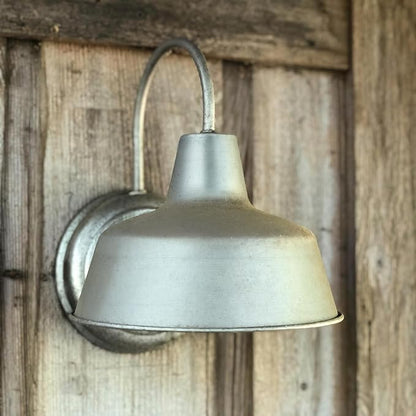 Design House Mason Farmhouse Gooseneck Barn Light, Outdoor Exterior Porch or Patio Wall Light Fixture, Galvanized Gray Paint, 10 Inch Diameter, 1-Pack, 579383