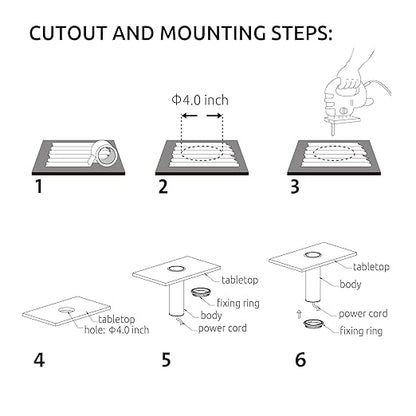 Link2Home Space Saver Pop Up-Outlet, 3 Power Outlets 15 Amp, 2 USB Ports 2.4 Amp, Overload Protection, Splash Resistant EM-PU-100E