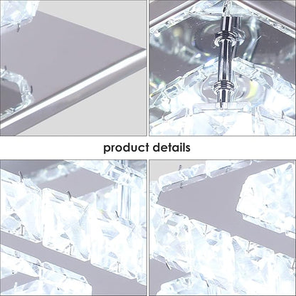 Mini Chandelier LED Crystal Ceiling Light 2 Layers Flush Mount Ceiling Light Modern Chandelier Lighting for Hallway Staircase Kitchen Bathroom (Cool White)