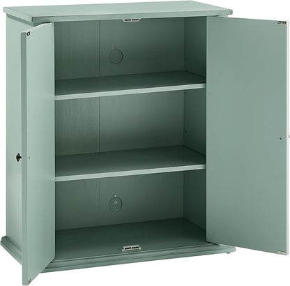 Crosley Furniture Holbrook Traditional Stackable Kitchen Storage Pantry, Accent Cabinet, Bathroom Storage, Distressed Seafoam Blue