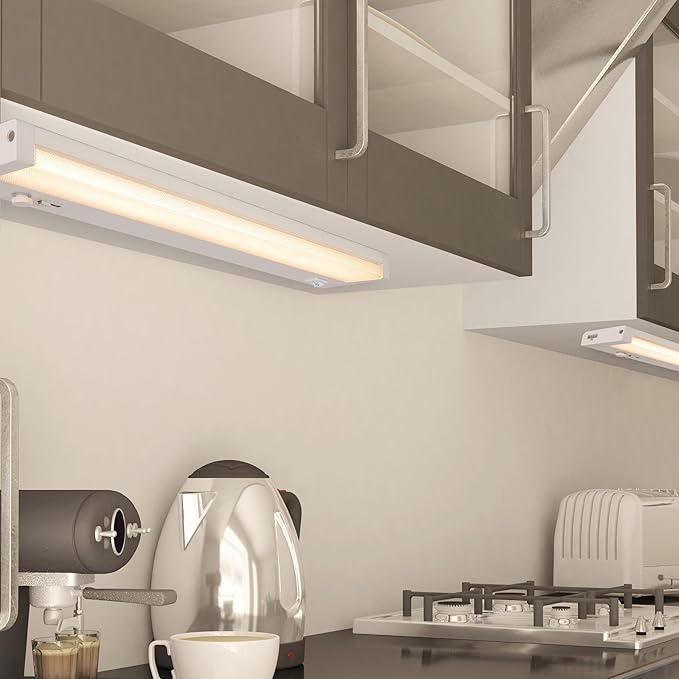 Maxxima 24 in. LED Under Cabinet Lighting, Dimmable, Linkable, Hardwired or Plug & Play, 1025 Lumens, 5 CCT 2700K/3000K/3500K/4000K/5000K, Kitchen Install, On/Off Switch, White