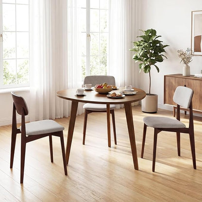 Giantex 35.5" Dining Table for 2-3, Farmhouse Wooden Kitchen Table with Solid Rubber Wood Legs, Space-Saving Dinner Table for Dinette, Living Room, Dorm, Home Office, Walnut