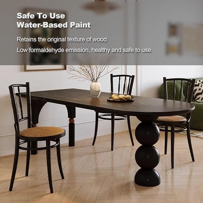 Dining Table, Solid Wood Dining Table with Orb Legs, Game Table, Multipurpose C Table, Mid-Century Modern Dining Table for Living Room,Kitchen,Conference Room,Small