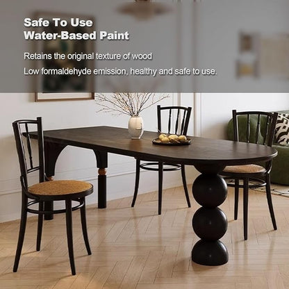 Dining Table, Solid Wood Dining Table with Orb Legs, Game Table, Multipurpose C Table, Mid-Century Modern Dining Table for Living Room,Kitchen,Conference Room,Small