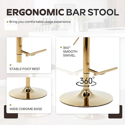 3-Piece Pub Table and Chairs, Round Bar Height Adjustable Swivel PU Leather Bar Stools Set of 2 for Kitchen Island Bistro Office Living Room Small Space Restaurant