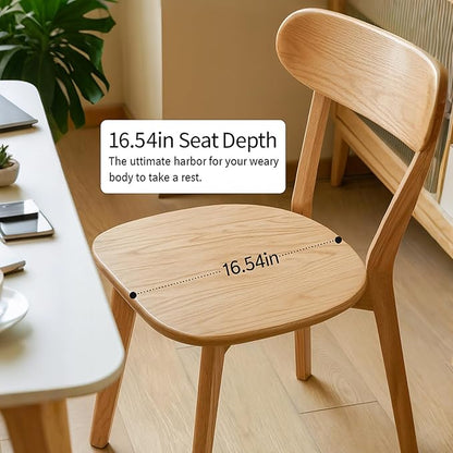 Wood Dining Chairs Set of 6 | Heavy Duty 400 lbs Commercial Grade | Natural Red Oak Finish | Mid Century Modern Curved Back Solid Wooden Chairs for Home Kitchen Restaurant | Easy Assembly