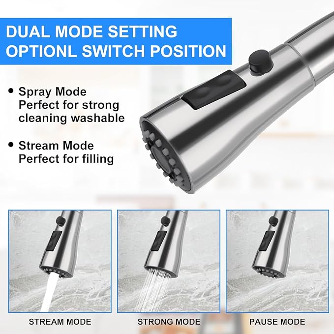 Kitchen Faucet with Pull Down Sprayer,Kitchen Sink Faucet with Sprayer,High Arc Single Handle Classic Stainless Steel Sink Accessories,Suitable for Laundry Rv Bar (Polished Chrome)