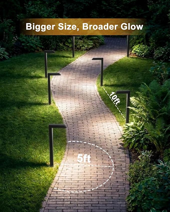 Low Voltage Pathway Lights, 4.5W LED Landscape Lighting, 4000K, 9-15V AC/DC, IP65 Waterproof, Aluminum, Black, 8 Pack